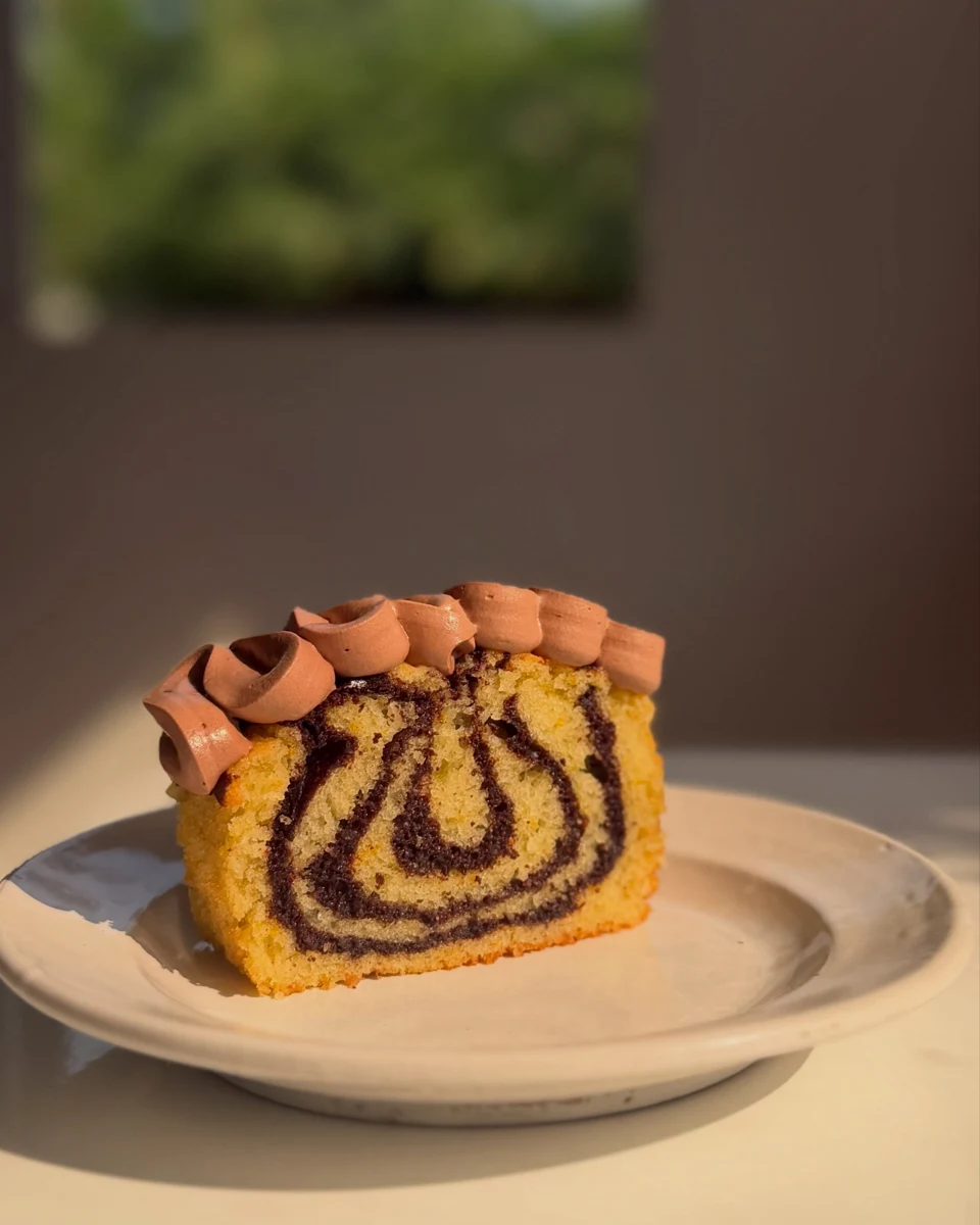 Citrus’s own mosambi marble cake slice with chocolate cream